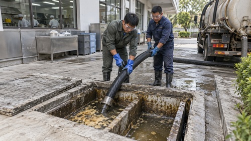 隔油池抽吸作业示意图(AI生成)